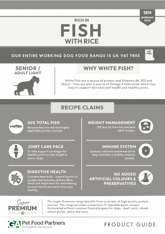Preview of the SP fish and rice snr dog food recipe guide